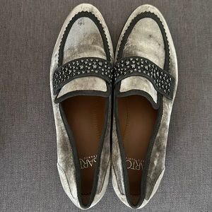 Women’s Franco Sarto gray velvet loafer with studs